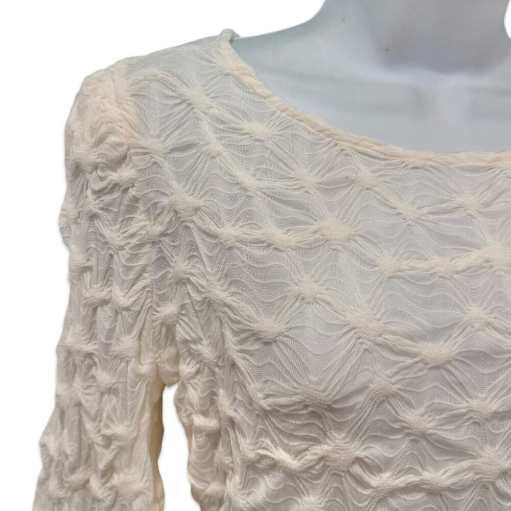 Anthropologie BTFL Life Ivory Textured Popcorn Bishop Sleeve Blouse Sz S NEW Tag - Picture 9 of 11
